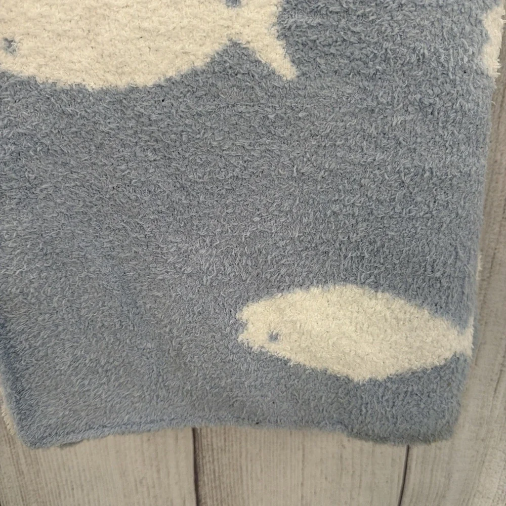Sigrid Olsen Throw Blanket 50x70 Light Blue White Fish Seashore Nautical Beach